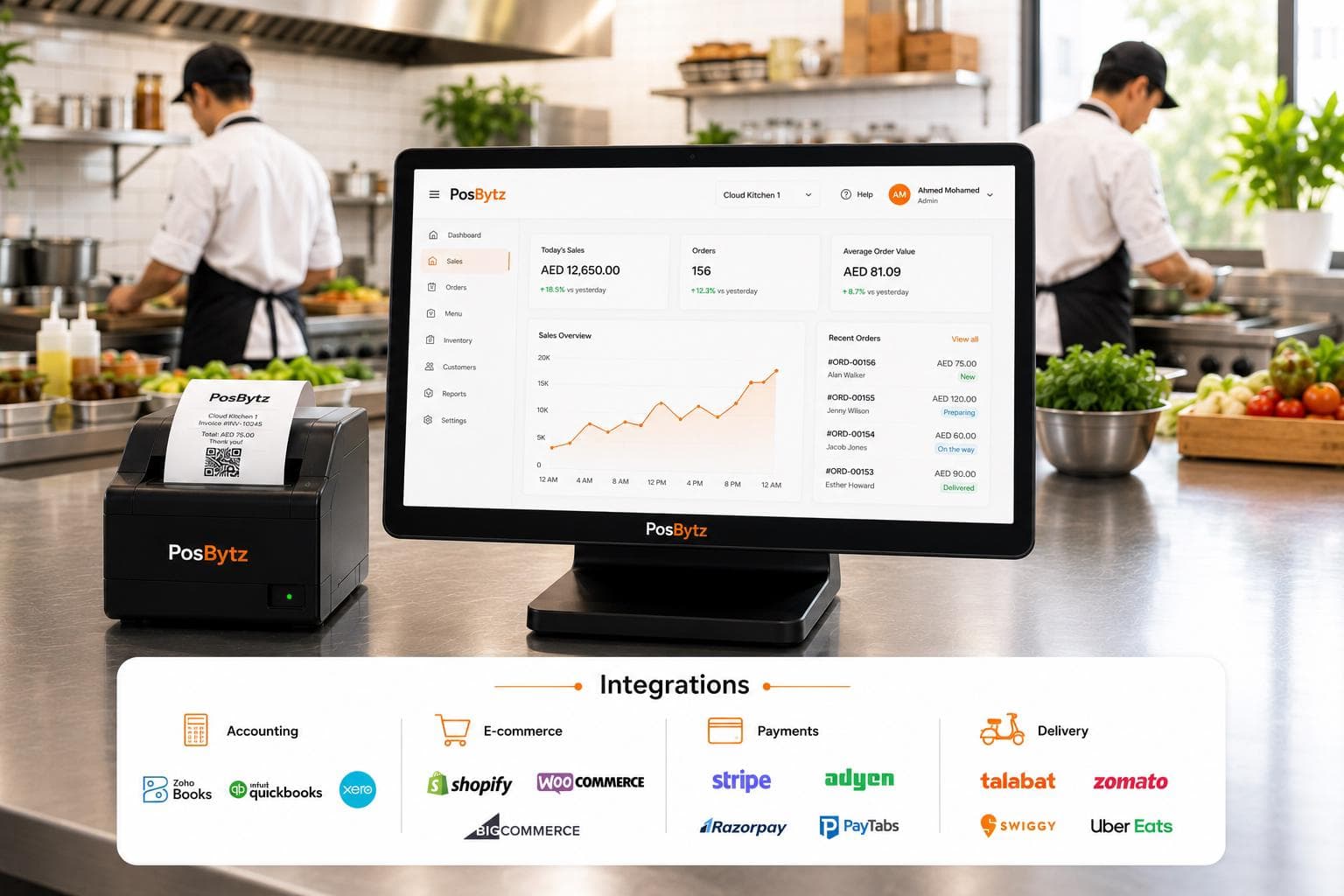 POS software integrated with accounting, e-commerce, payment, and delivery platforms.