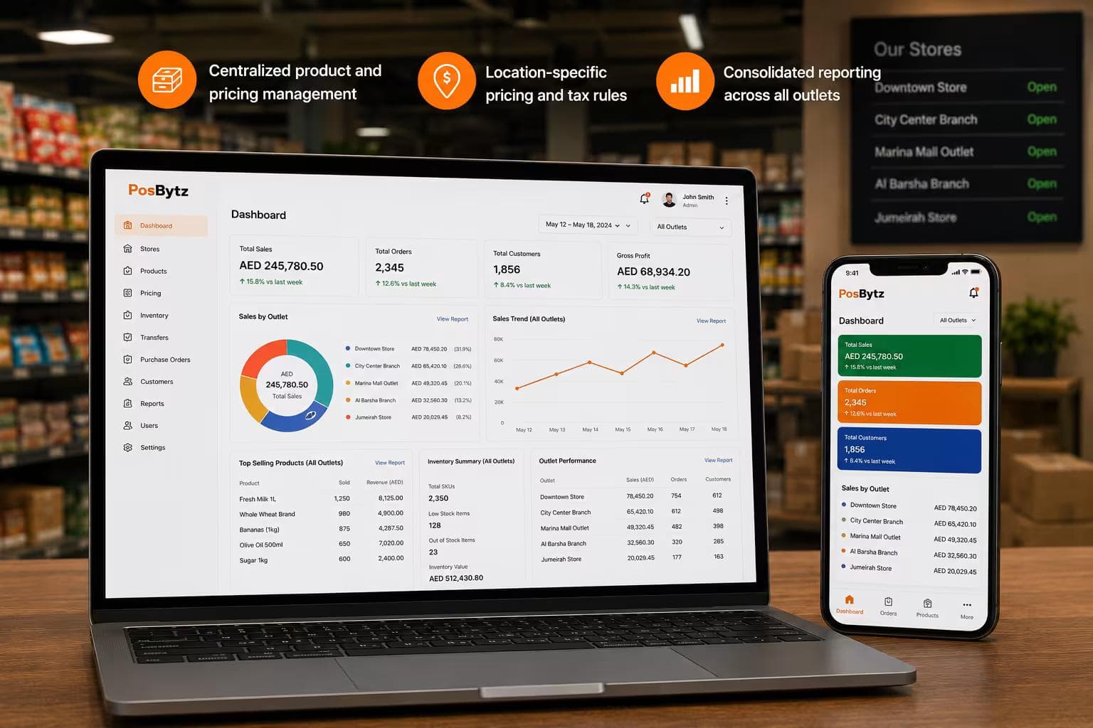 Multi-store Point of Sale (POS) software