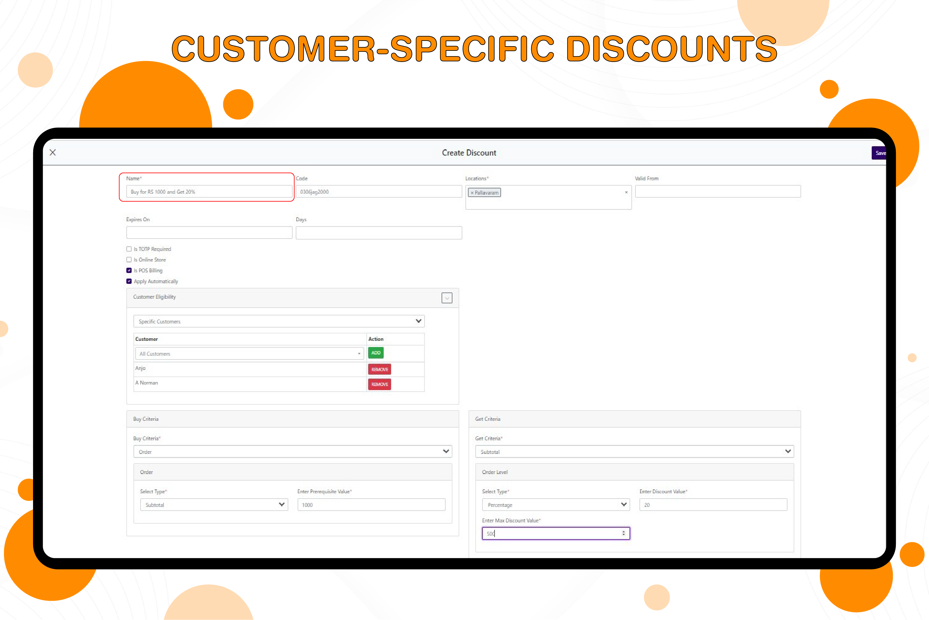 customer specific discounts