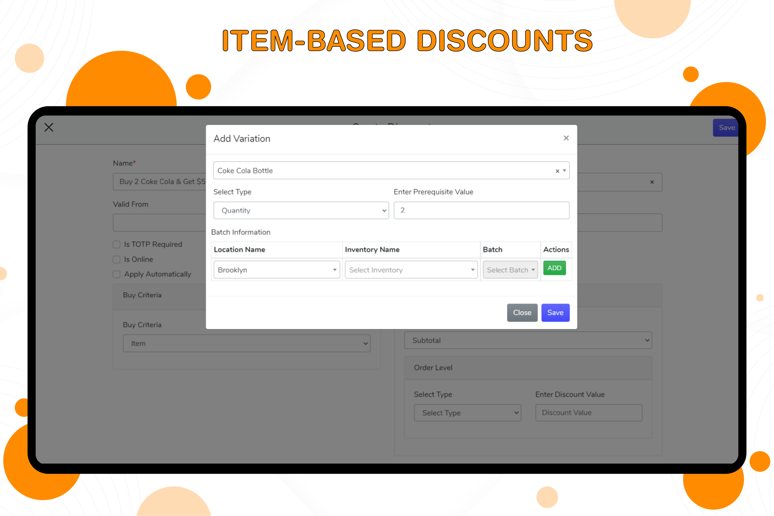 item based discounts