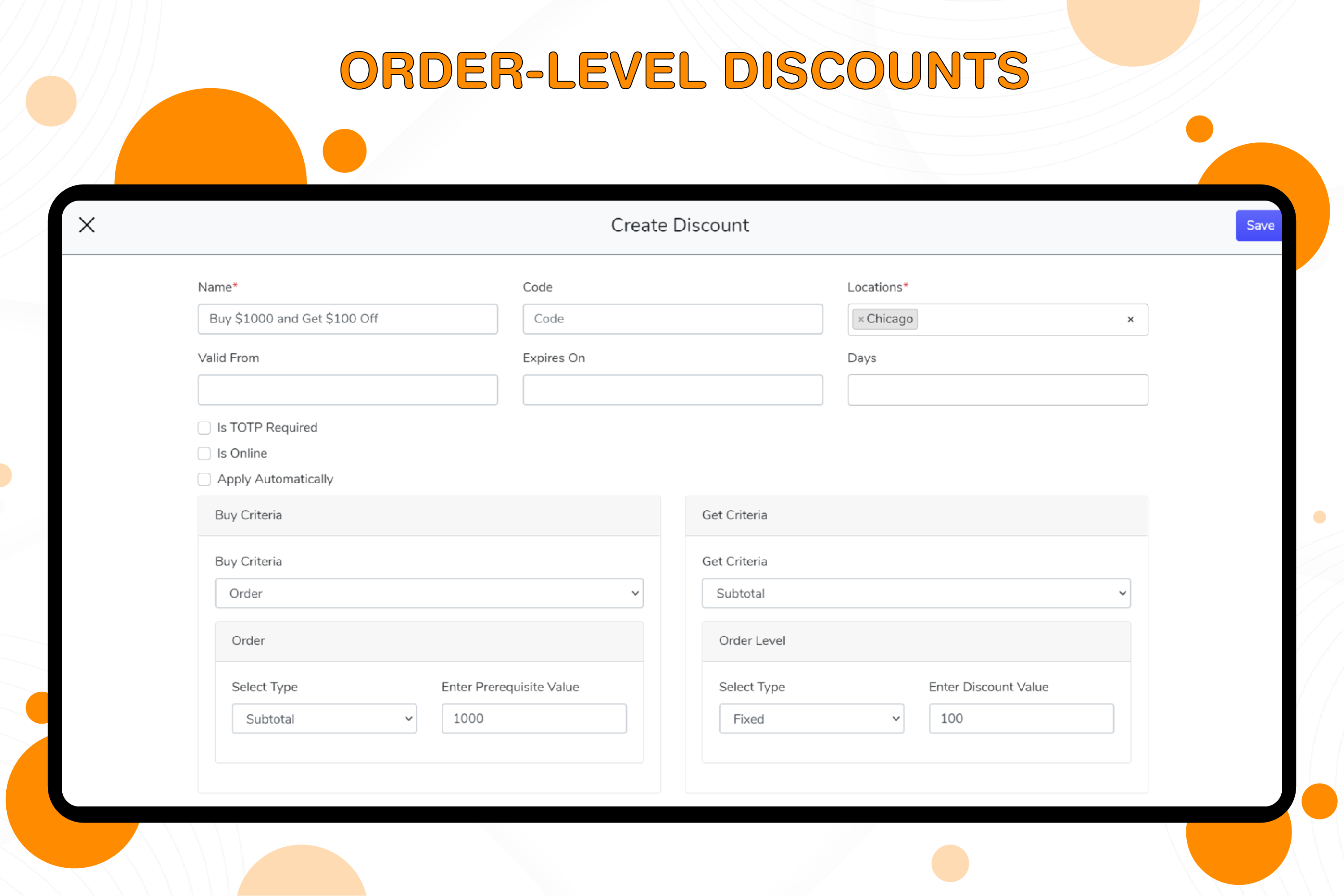 order level discounts