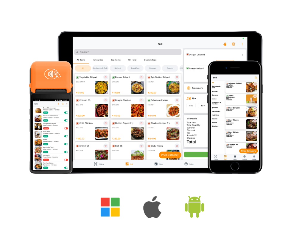 Food truck POS supports Android Tablets and IPAD POS