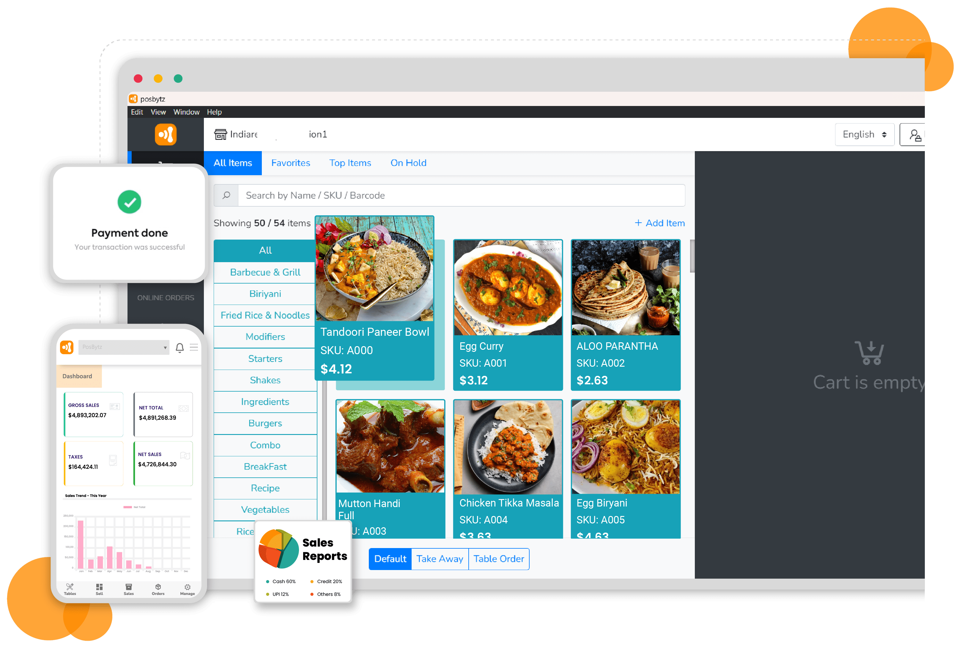 Cloud kitchen billing software for online order billing,