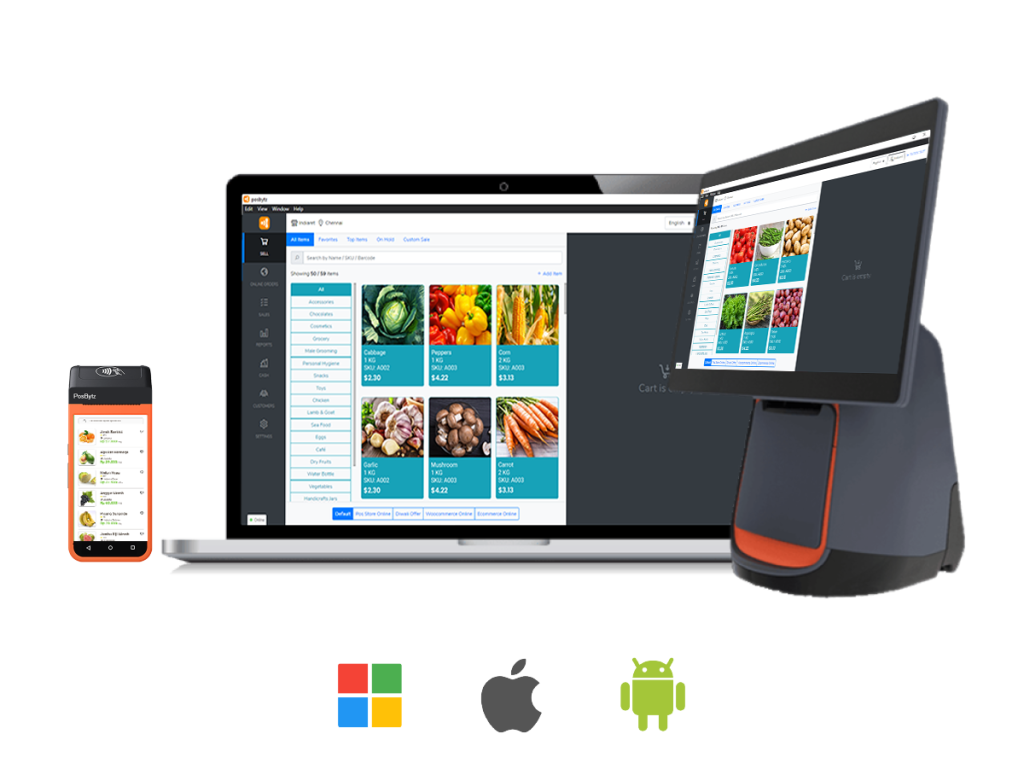 Vegetable Shop POS Software works in Windows , Android & IPAD