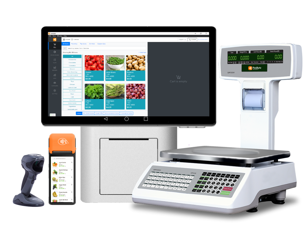 Vegetable shop software with weighing scales