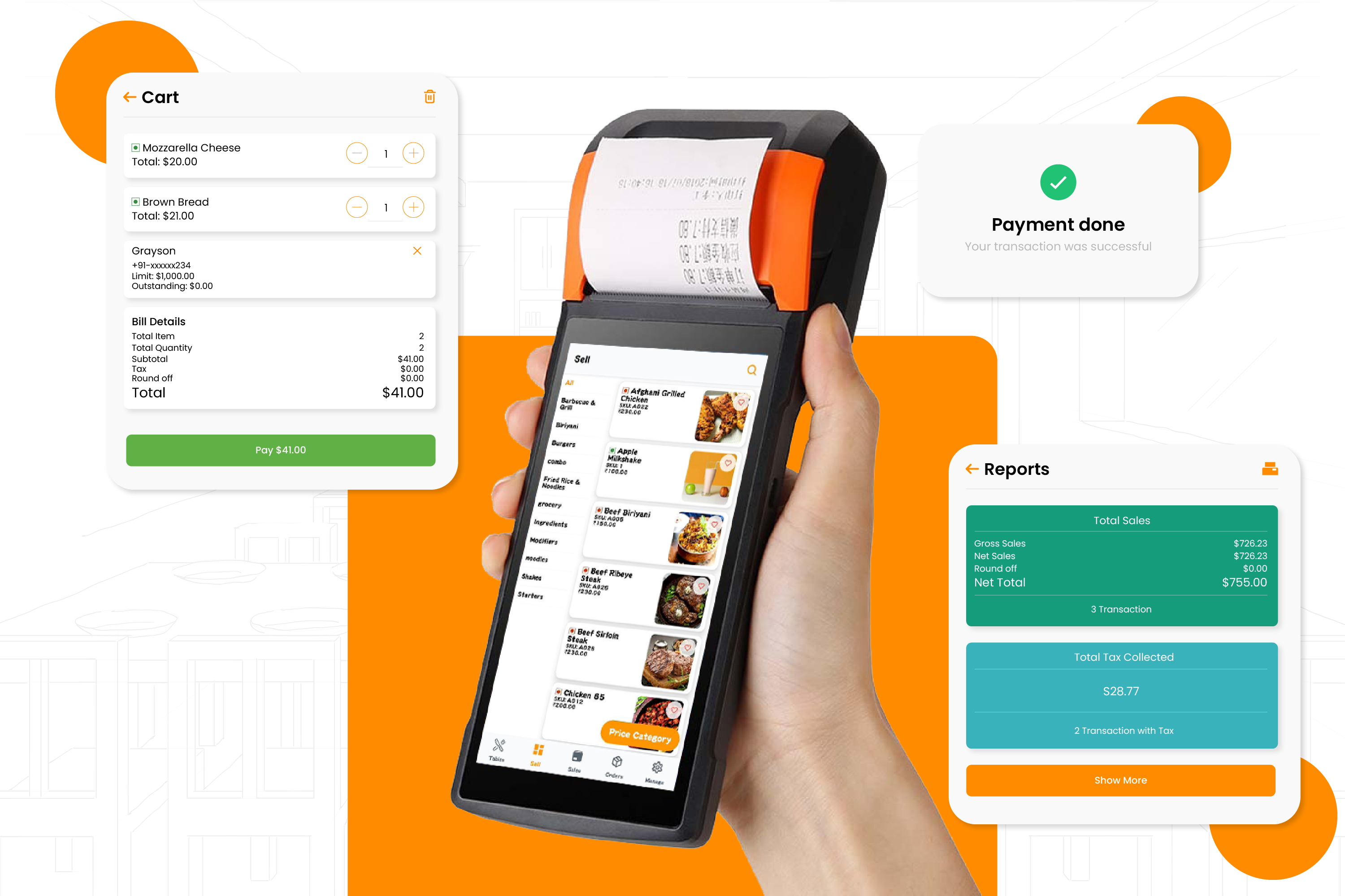 Restaurant management system for F&B business